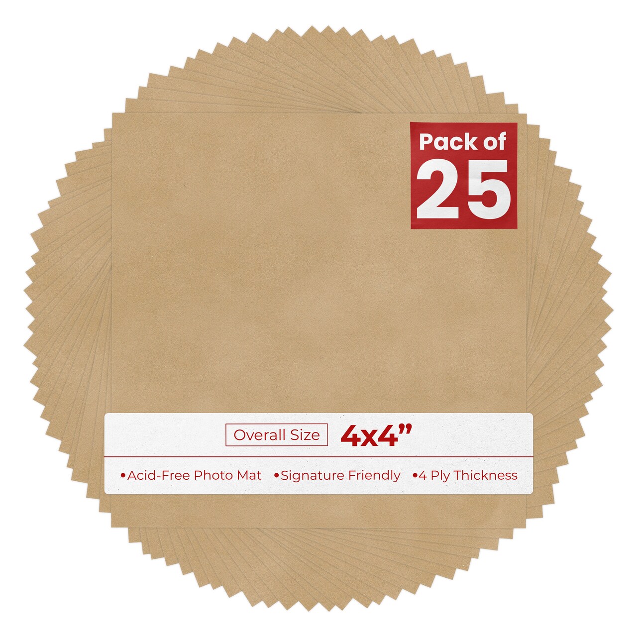 Beige Suede 4x4 Inch Uncut Mat Board - Blank Sheets, No Opening